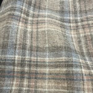 Vintage Wool Fabric Brown Blue Plaid  2 Yards (x 61"Wide) + 1 Yard